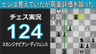 チェス実況 124. 黒 R1480 スカンジナビアン・ディフェンス: ピンは見えていたが局面評価を誤った