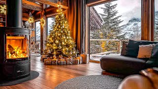 ❄️🎄 Peaceful Christmas Vibes in Cozy Living Room | Enjoy Heavy Forest Snowfall \u0026 Best Christmas