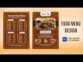 Food Menu Design in MS Word | Menu Design for Restaurant | Menu Card Design