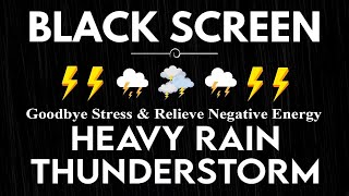 Goodbye Stress to Sleep Instantly with Relaxing Rain and Distant Thunder at Night BLACK SCREEN