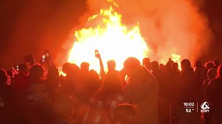 Christmas trees go up in flames during Solvang’s annual tree burn event