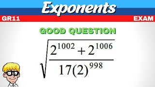 Exponents Grade 11 Exam Question