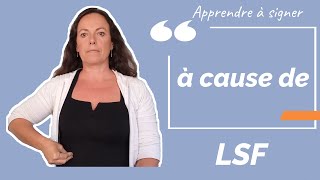 Signer A CAUSE DE en LSF (langue des signes française). Apprendre la LSF par configuration