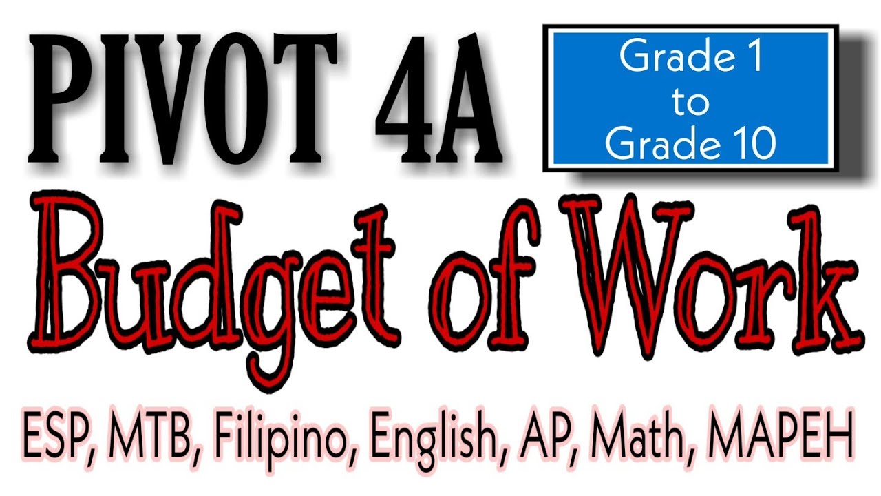 PIVOT 4A BUDGET OF WORK | BOW DEPED | PIVOT 4A | IDEA LESSON EXEMPLAR ...