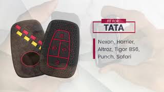 KeyCare DE08 car key cover for Tata Nexon, Harrier, Safari, Tigor, Punch smart keys