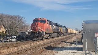 CN 2949 leads CP 647 thru Wauwatosa, WI on the Canadian Pacific Watertown Subdivision|3/2/24