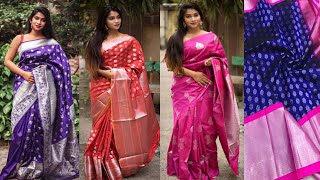 Top Silver Zari silk Sarees, Authentic Silver Zari Kanjivaram Silk Saree Collections for wedding