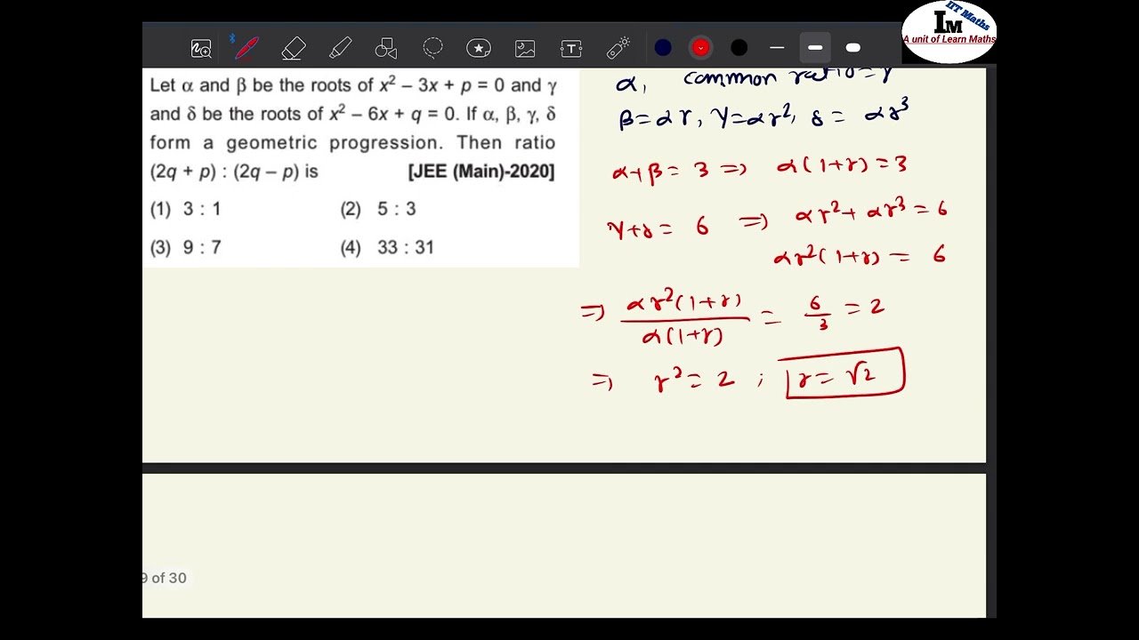 Let A And B Be The Roots Of X²-3x+p=0 And C And D Be The Roots Of X²-6x ...