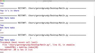 Python Day 25 Not in Index