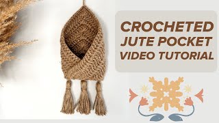 Crocheted jute pocket. Video tutorial.