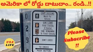 #shorts ❤️అమెరికా లో రోడ్డు దాటుదాం..❤️ How to Cross a Road In America 💕  USA LIFE Telugu Vlogs