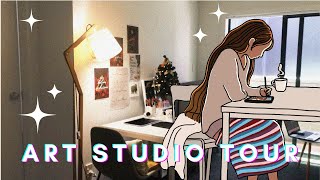My tiny ART STUDIO TOUR | Trying to be minimal | Christmas edition