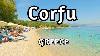 Beautiful beach on Corfu | Walking Tour 4k, Corfu, Greece