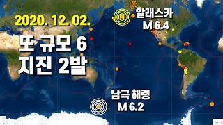 알래스카와 남극해령 또 규모 6 지진 2발