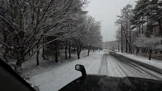 February 4, 2024 Riding Jimny through snowy Fujikawaguchiko Town