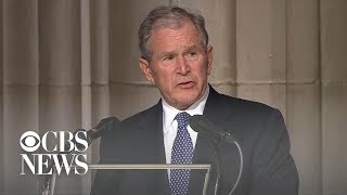 Former President George W. Bush delivers final eulogy at father's funeral