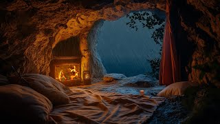 Put Your Worries Behind and Sleep with Heavy Rain and Crackling Fireplace - Natural Sounds for Sleep