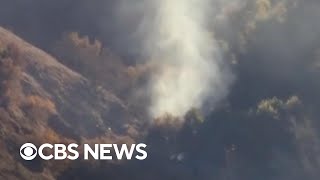 Local CBS chopper spots small flare-up of Palisades Fire in California