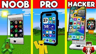 IPHONE House Build Battle In Minecraft - NOOB VS PRO CHALLENGE - Maizen Mizen Mazien Parody