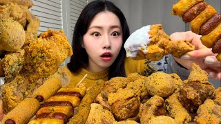 bhc 뿌링클 시리즈🌟 콤보세트 뿌링 치즈볼 핫도그 치즈스틱 소떡소떡 모든 사이드 추가!  Bburinkle Chicken Mukbang Eating Show