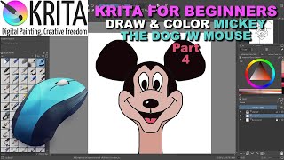 Krita For Beginners - Draw \u0026 Color Mickey-Dog - Part 4.  Digital Art 101 with a Mouse.  #krita