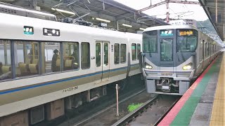 JR西日本 223系6000番台 R04編成+221系 K07編成 湖西線 B普通  京都行き  225系0番台 U3編成  湖西線 B普通 近江今津行き  大津京駅  唐崎駅  20230326