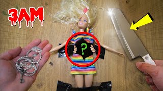 CUTTING OPEN HAUNTED BARBIE DOLL AT 3 AM!! (SHE MOVED AROUND)