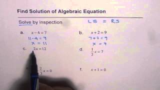 Practice to Solve Simple Algebraic Equations by Inspection - EDEXCEL - GCSE - SAT