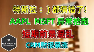 美股 短期前景混乱！AAPL、MSFT抢跑下跌！特斯拉哈哈哈：都猜错了！23年标普EPS预期！CRM财报大涨！