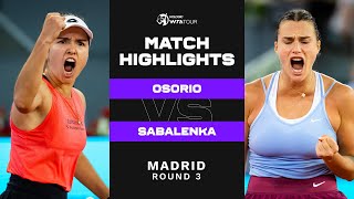 Camila Osorio vs. Aryna Sabalenka | 2023 Madrid Round 3 | WTA Match Highlights