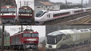 東北本線貨物列車とKY入場 トランスイート四季島 17本