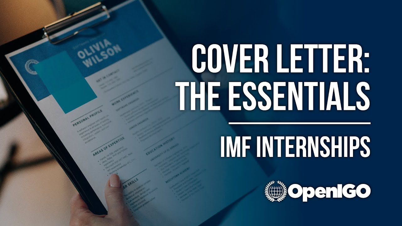 Imf Internship Cover Letter The Essentials Youtube