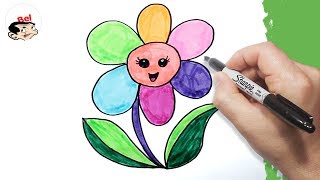 تعليم الرسم للاطفال | كيف ترسم زهرة | رسم وردة - رسم ورد | Drawing a flower