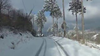 ２０１６年３月１６日　雪の徳島県吉野川市・高越山 （標高１１３３ｍ）