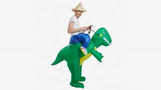 2017 Halloween Reviews! TOLOCO Inflatable Dinosaur T-REX Costume | Inflatable Costumes For Adults..