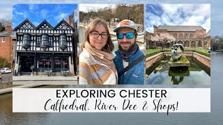 EXPLORING CHESTER - Cathedral, River Dee \u0026 Shops. Staycation Travel Vlog in England 2022.