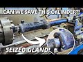 Can we SAVE This Cylinder with SEIZED Gland!? | Huge CAT 24M Motor Grader