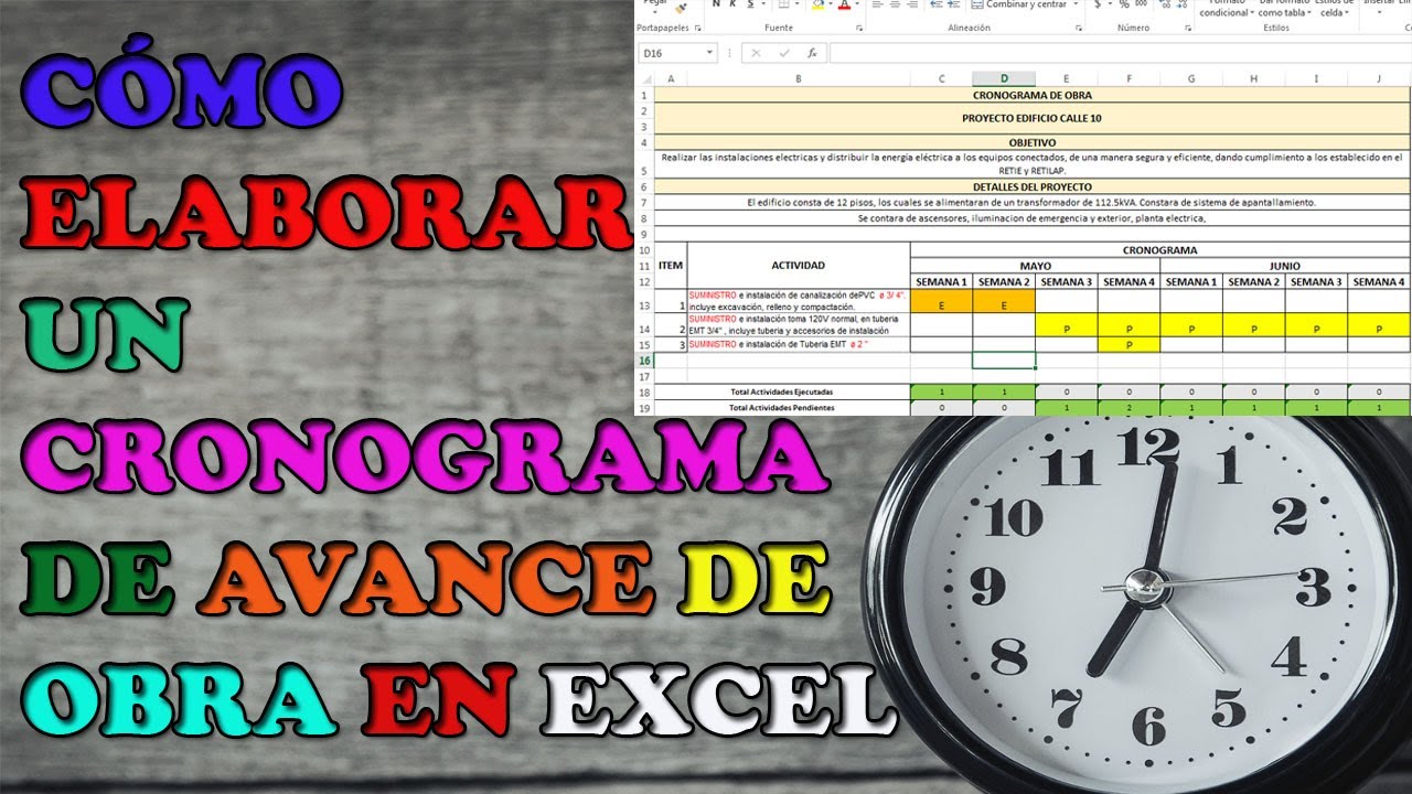 Cómo Elaborar Un Cronograma De Avance Obra En Excel - YouTube