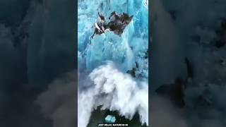 EPIC GLACIER CALVING FOOTAGE CAPTURE FROM HELICOPTER #shorts