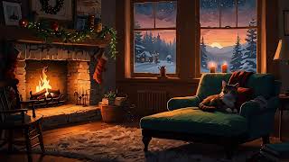 🔥Christmas Cat Cozy Fireplace Ambiance \u0026 Lofi Piano Music | Relaxing Study and Chill 🔥