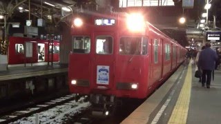 名鉄6000系 6001F (三河線100周年記念系統板掲出編成) 知立発車 (雪Var)