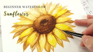 Beginner Watercolor - How To Paint A Sunflower Step By Step Tutorial
