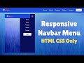 Create Responsive Navigation Menu Bar Using HTML CSS | Mobile Responsive Menu HTML CSS