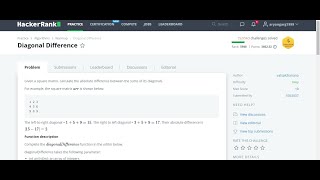 HackerRank | Diagonal Difference | Problem Solving | Basic | C++ |