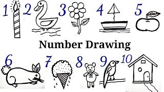 How to draw pictures using numbers 1 to 10 || Number Drawing easy step by step ||Kids Drawing