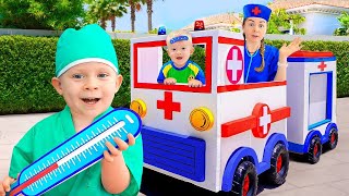 Wheels On The Ambulance Kids Stories with Oliver and Mom | diana and roma | diana and roma song