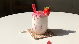 홈카페 🍓리얼딸기우유 Homecafe Strawberry Milk🍓🥛