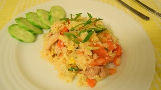 Easy Thai Style Fried Rice/Khao Pad/Tay usulü Tavada Pilav ile tavuk