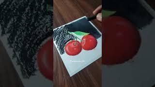 Realistic cherries🍒 | oil pastel drawing #shorts