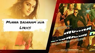 Munna Badnaam Hua Lyrics | "Dabangg 3" | Badshah, Kamaal Khan & Mamta Sharma | Salman, Sonakshi